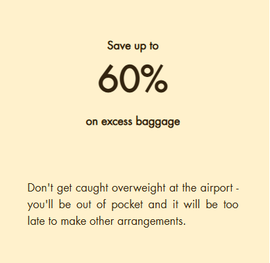 Save up to 60% on excess baggage